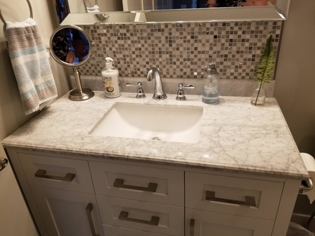 Glazzio Opulence Series Mosaics in color Flint Smoke (OP01) Installed