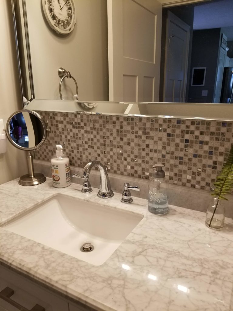 Glazzio Opulence Series Mosaics in color Flint Smoke (OP01) Installed