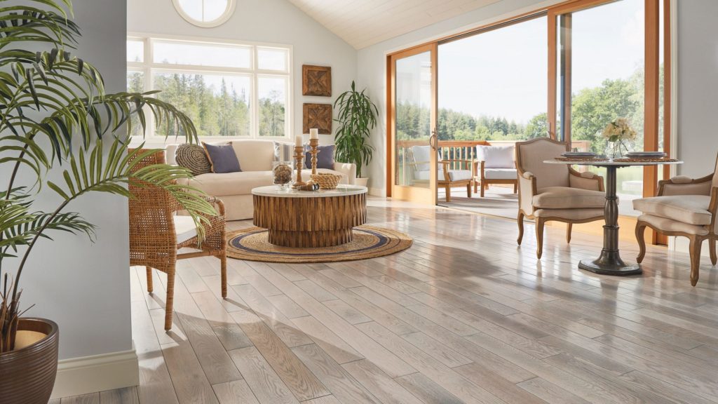 Solid Oak Frost White washed and textured with multi dimensional staining.