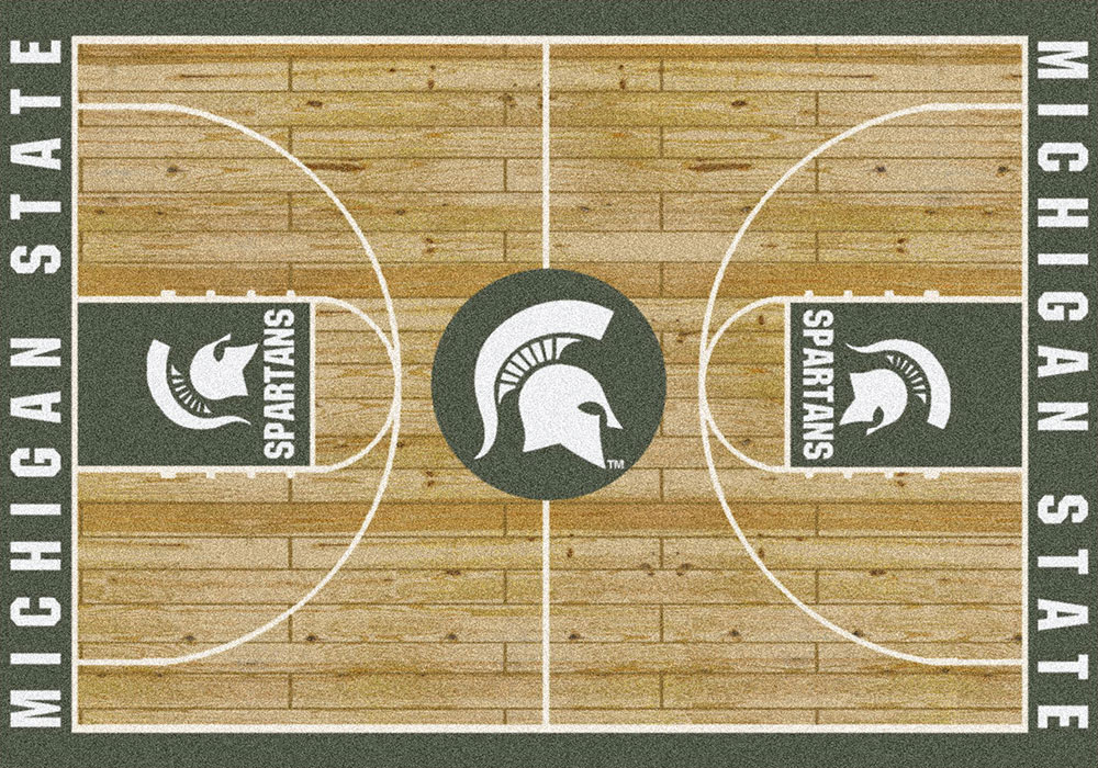 Michigan State Basketball Court Area Rug - MSU