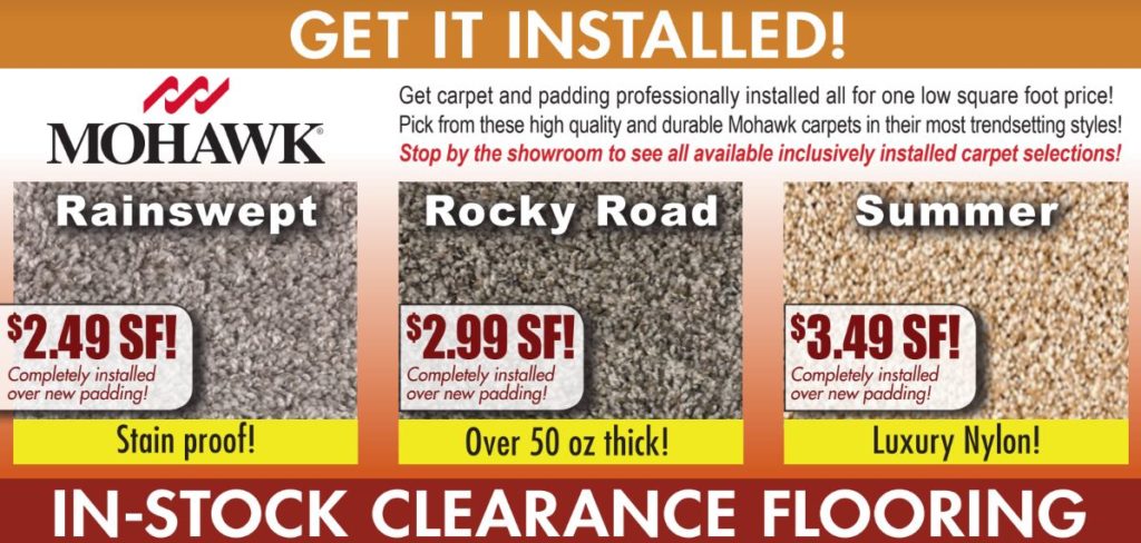 Carpet, padding and installation all for one low square foot price!