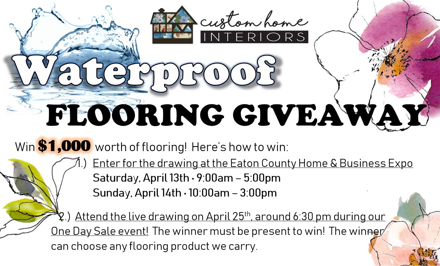 Waterproof Flooring Giveaway Flier