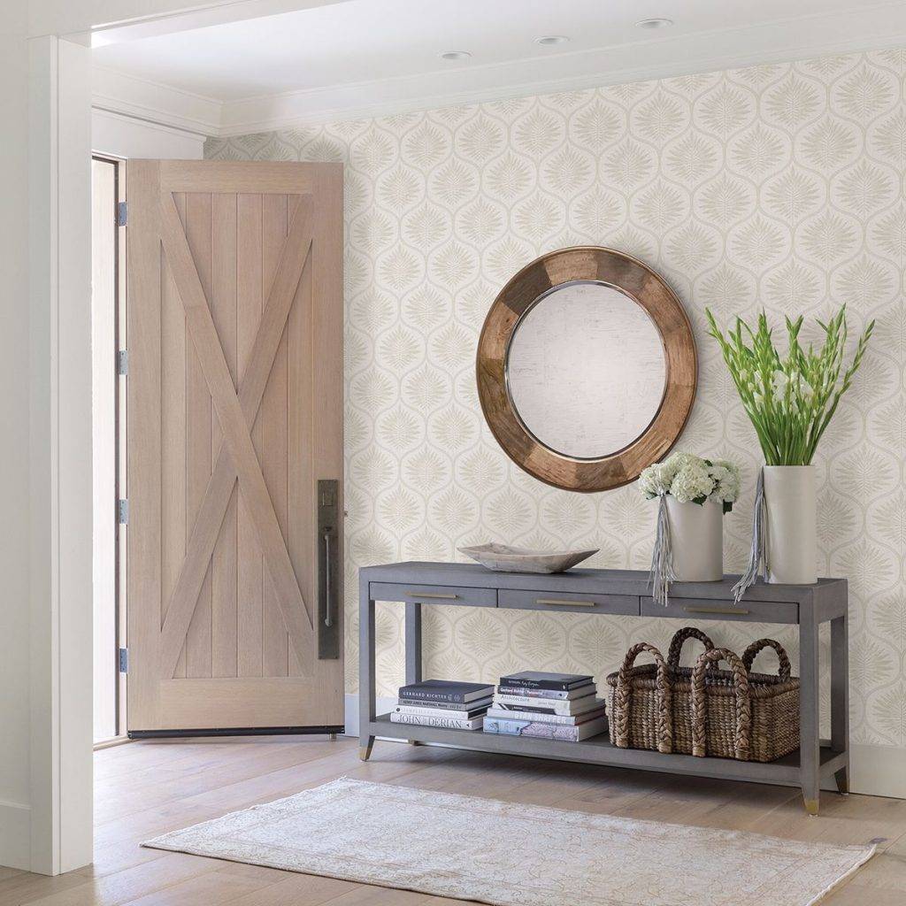 Brewster Laurel Bone Wallpaper
