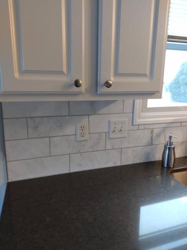 Marble look subway tiles without the maintenance of natural stone! 